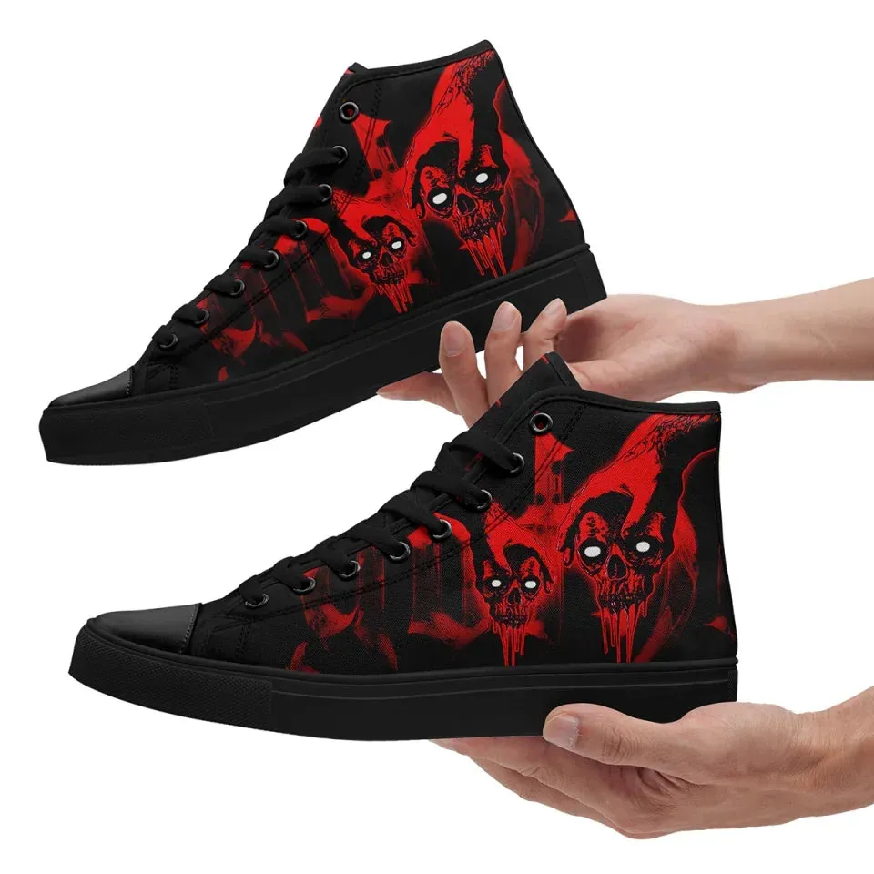 Unique Gift,Personalized Gothic Fashion Sneakers, Custom Canvas High Top shoes, Skull Shoes