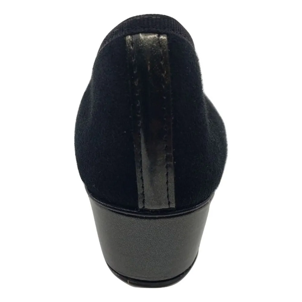 V1057 V Tcherina Black Suede Repetto Wedge Pumps