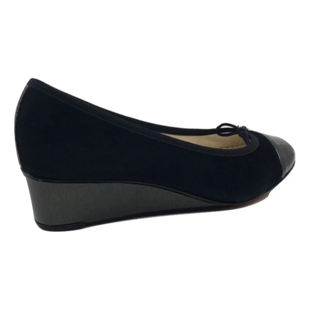 V1057 V Tcherina Black Suede Repetto Wedge Pumps
