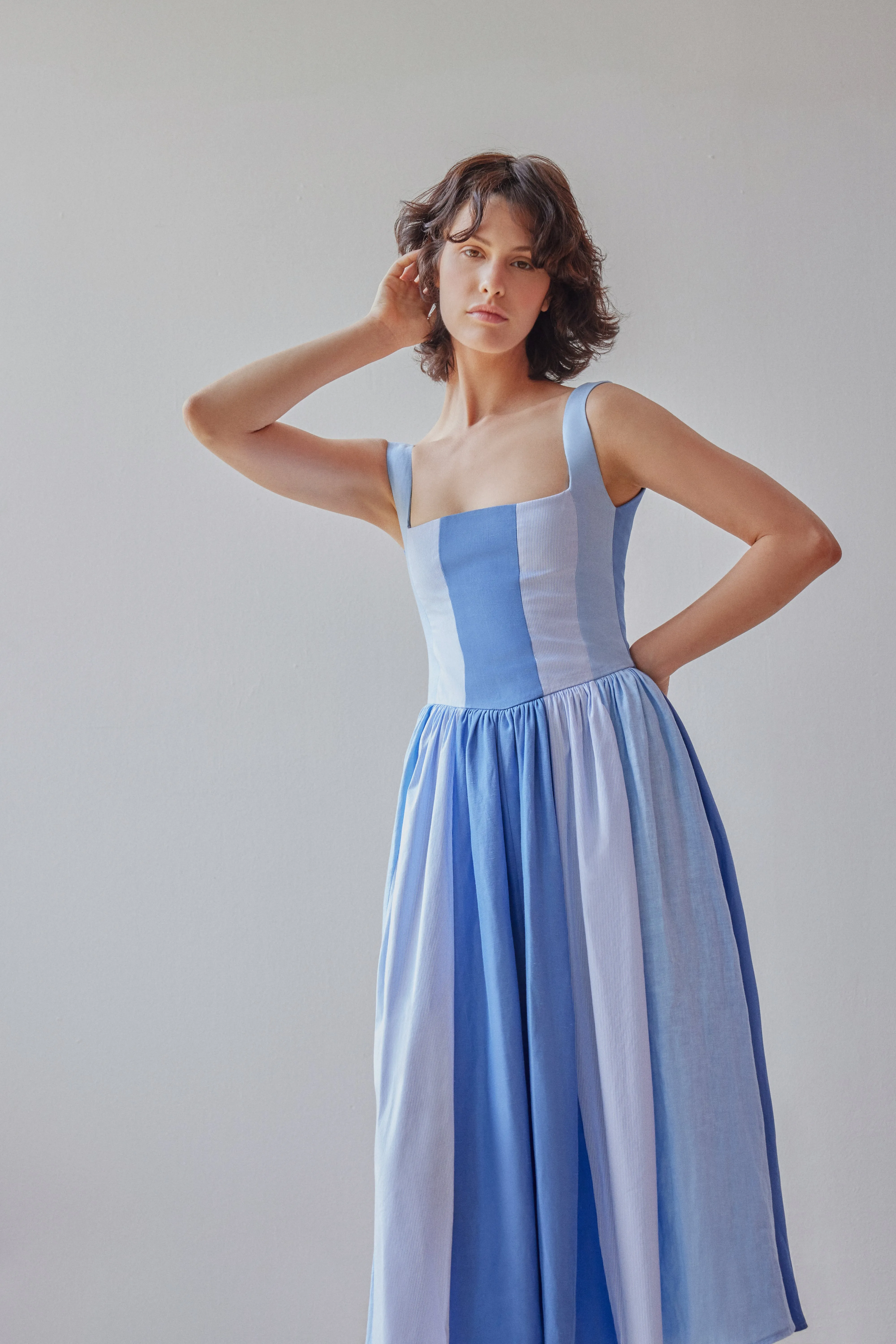 Violet Dress - Blue Patchwork