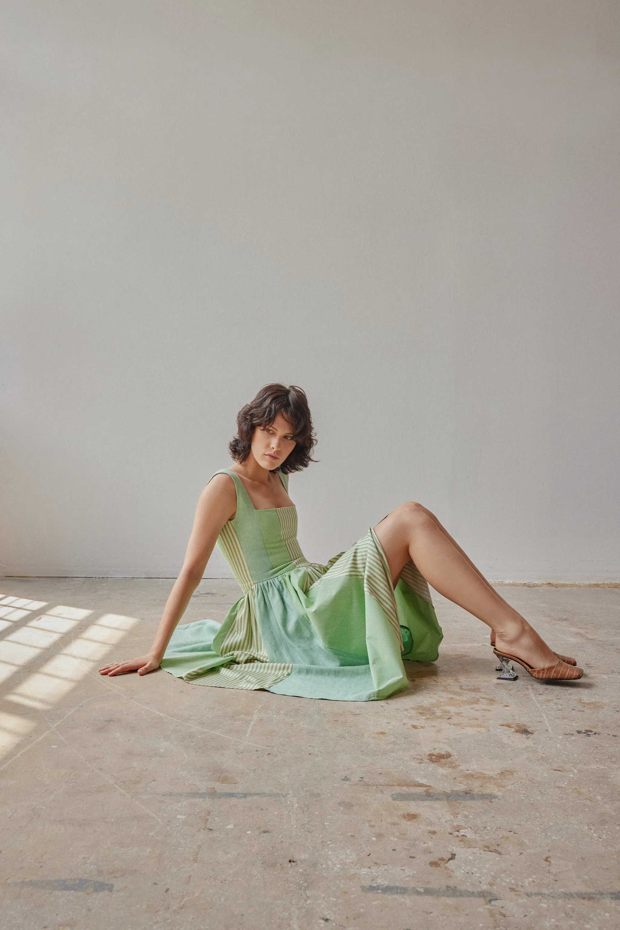 Violet Dress - Green Patchwork