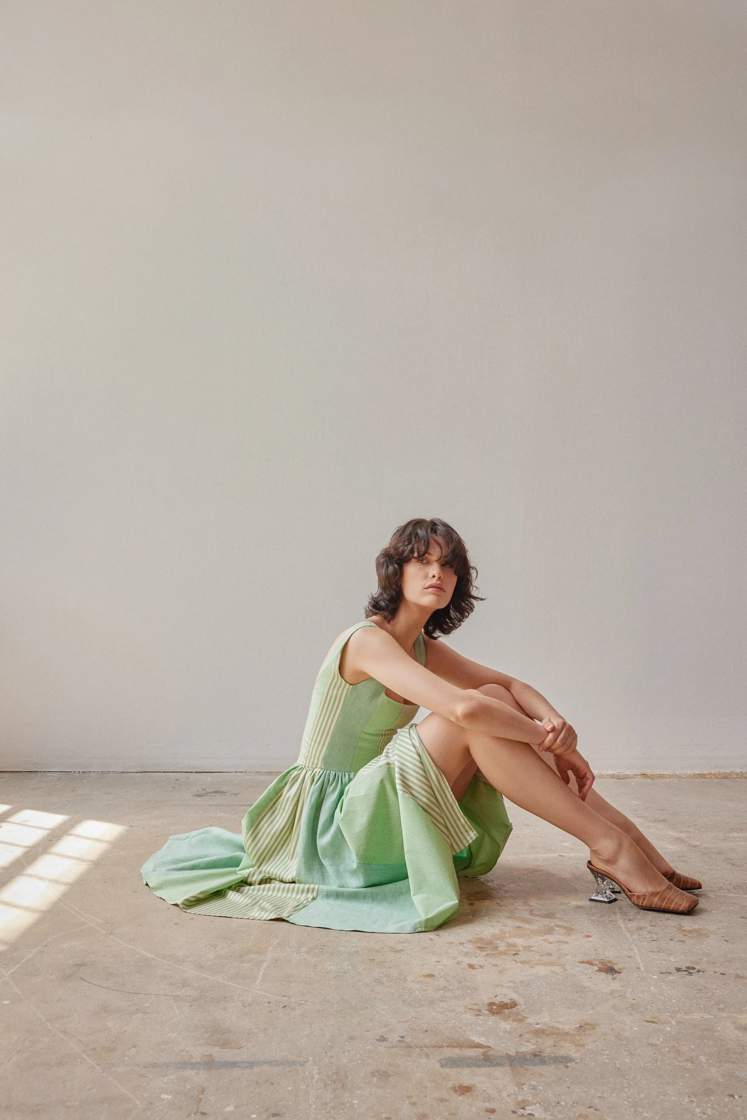 Violet Dress - Green Patchwork