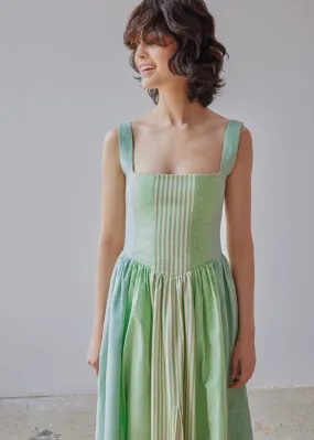 Violet Dress - Green Patchwork