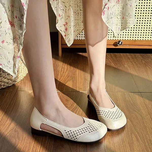 Women's Shallow Cutout Soft Sole Flats 33792615C