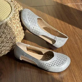 Women's Shallow Cutout Soft Sole Flats 33792615C